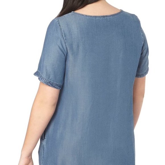 EVANS Embroidered Chambray Tunic Dress - Picture 5 of 8